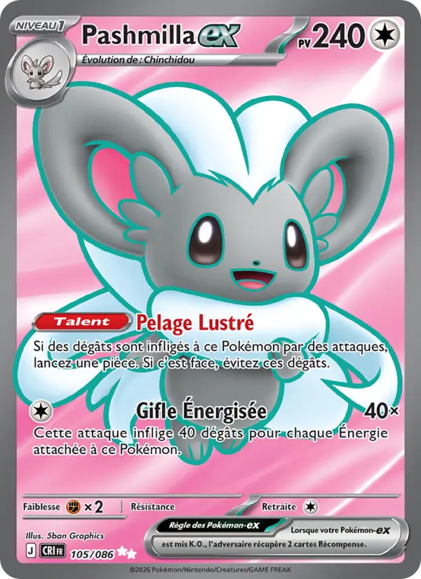 Carte Pokemon 105/086 Pashmilla-ex | LorenZone