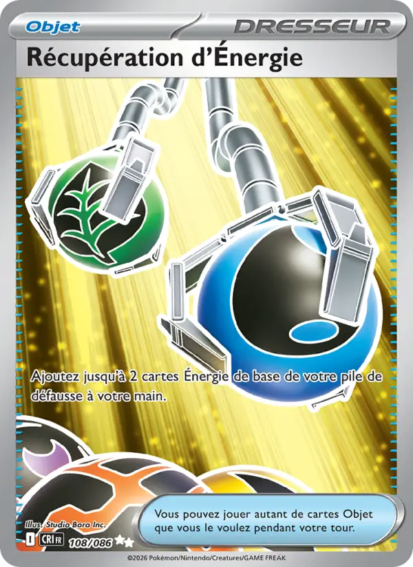 Carte Pokemon 108/086 Récupération d'Énergie | LorenZone