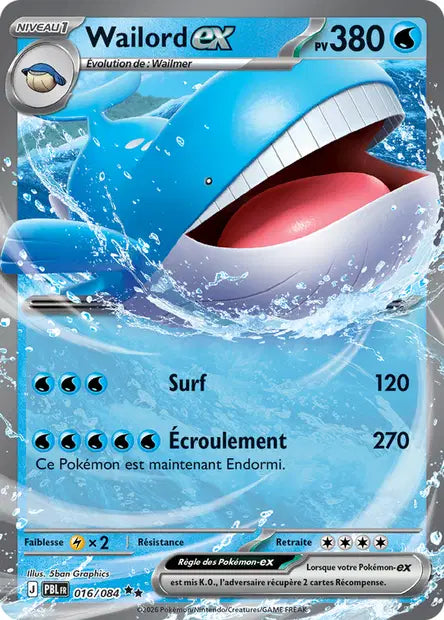 Carte Pokemon 016/084 Wailord-ex | LorenZone