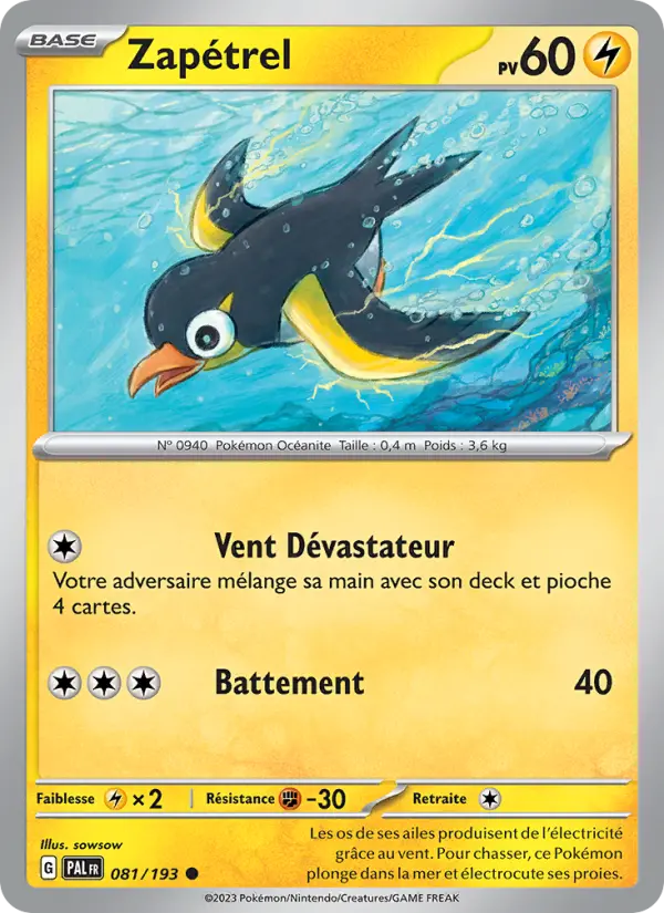 Carte Pokemon 081/193 Zapétrel | LorenZone