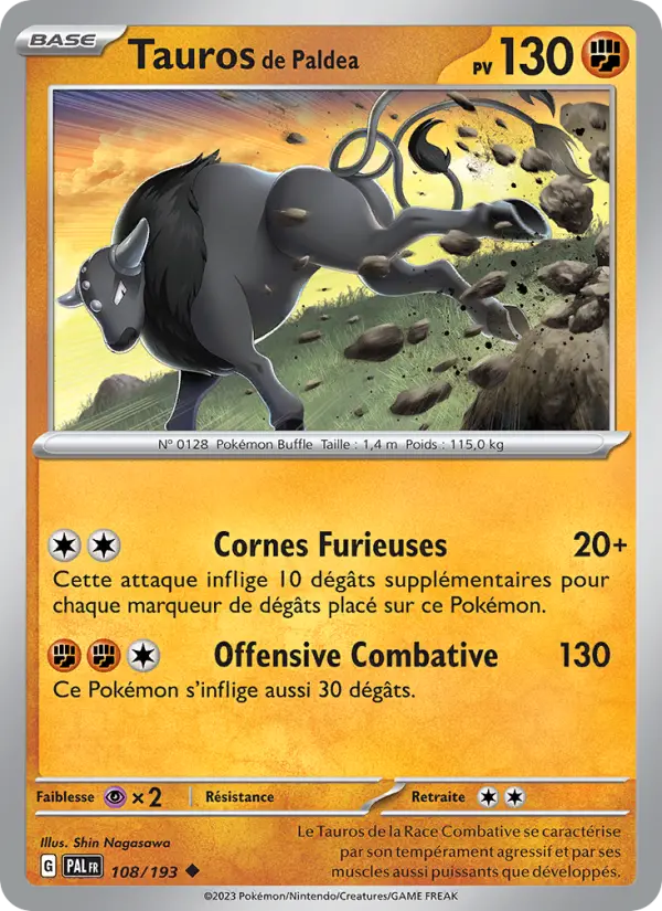 Carte Pokemon 108/193 Tauros de Paldea | LorenZone