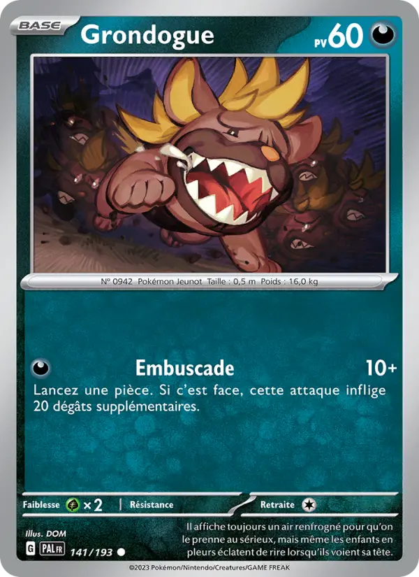 Carte Pokemon 141/193 Grondogue | LorenZone
