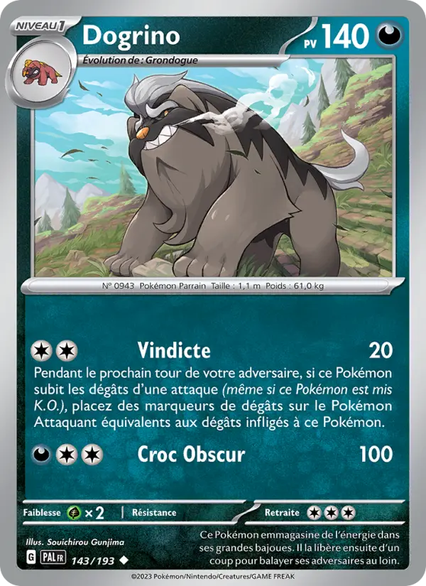 Carte Pokemon 143/193 Dogrino | LorenZone