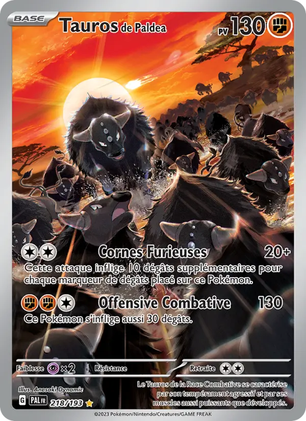 Carte Pokemon 218/193 Tauros de Paldea Illustration Rare | LorenZone