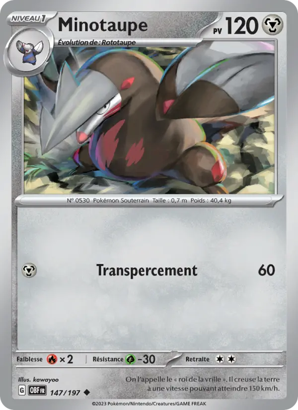 Carte Pokemon 147/197 Minotaupe | LorenZone