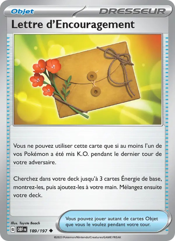 Carte Pokemon 189/197 Lettre d'Encouragement | LorenZone