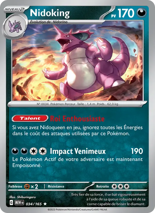 Carte Pokemon 034/165 Nidoking Holo | LorenZone