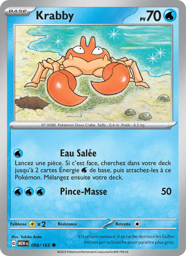 Carte Pokemon 098/165 Krabby | LorenZone