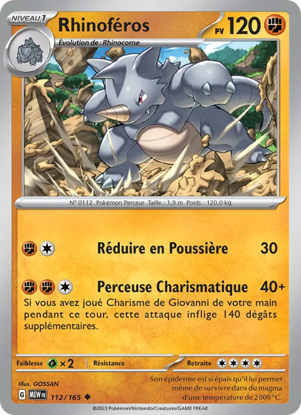 Carte Pokemon 112/165 Rhinoféros | LorenZone