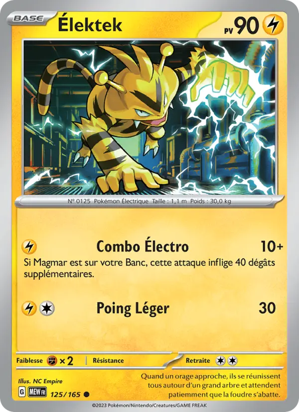 Carte Pokemon 125/165 Élektek | LorenZone