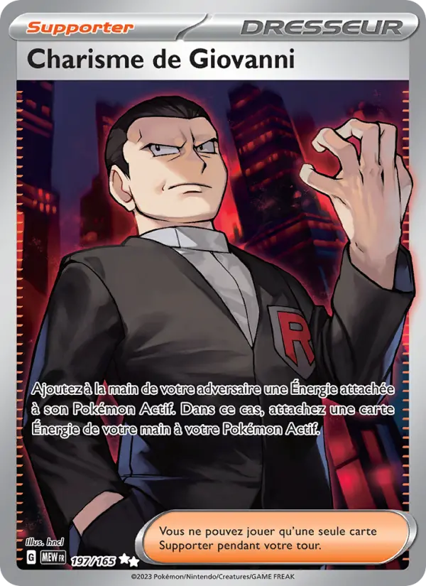 Carte Pokemon 197/165 Charisme de Giovanni | LorenZone