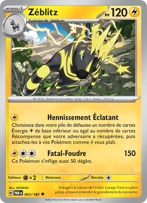 Carte Pokemon 063/182 Zéblitz | LorenZone