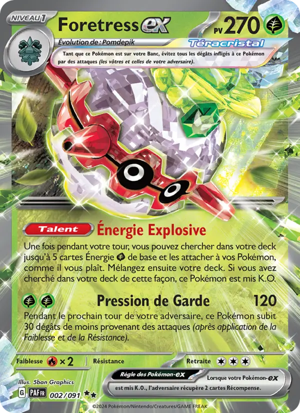 Carte Pokemon 002/091 Foretress-ex | LorenZone