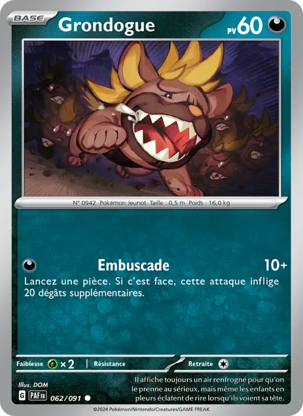 Carte Pokemon 062/091 Grondogue | LorenZone