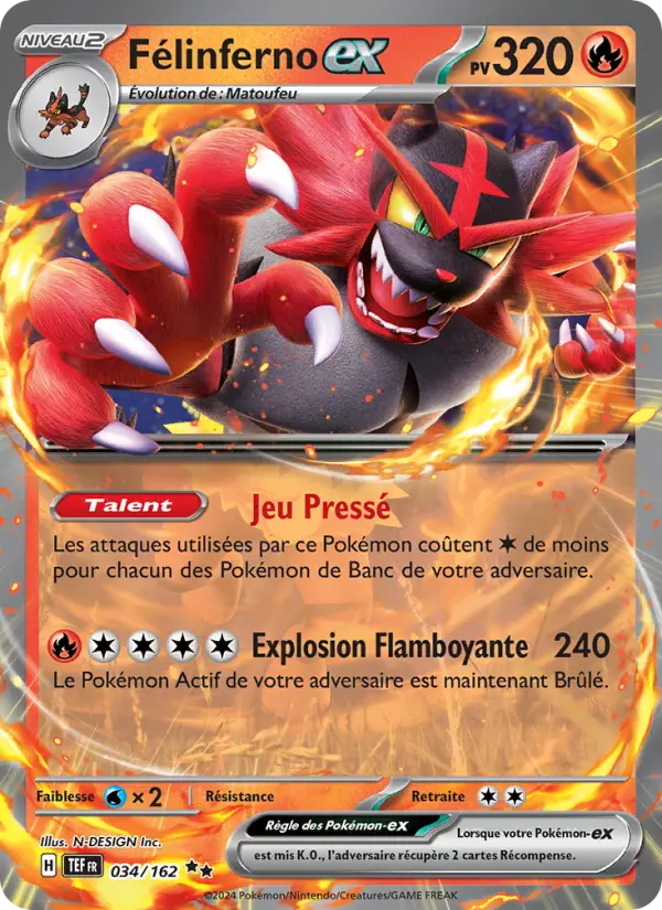 Carte Pokemon 034/162 Félinferno-ex | LorenZone