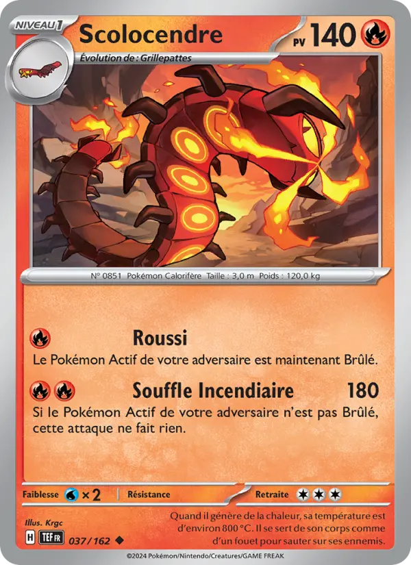 Carte Pokemon 037/162 Scolocendre Reverse | LorenZone