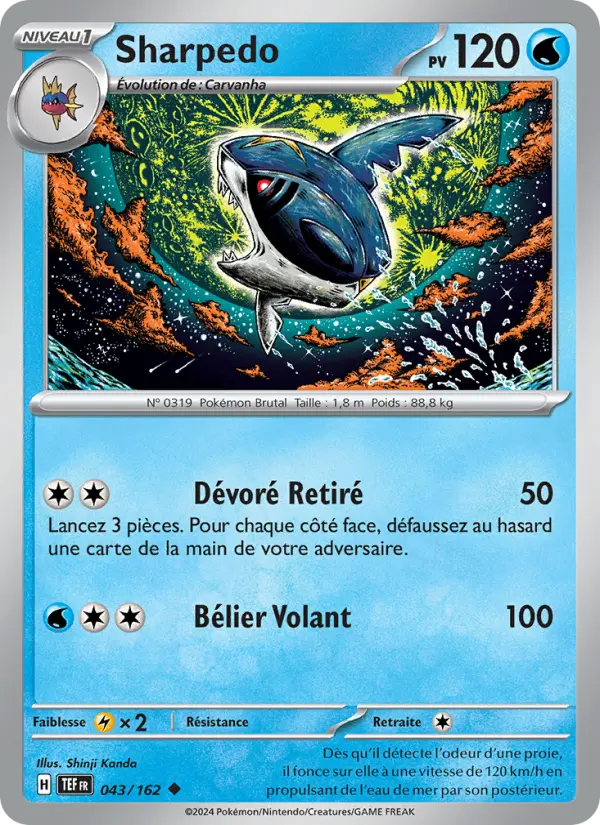 Carte Pokemon 043/162 Sharpedo Reverse | LorenZone