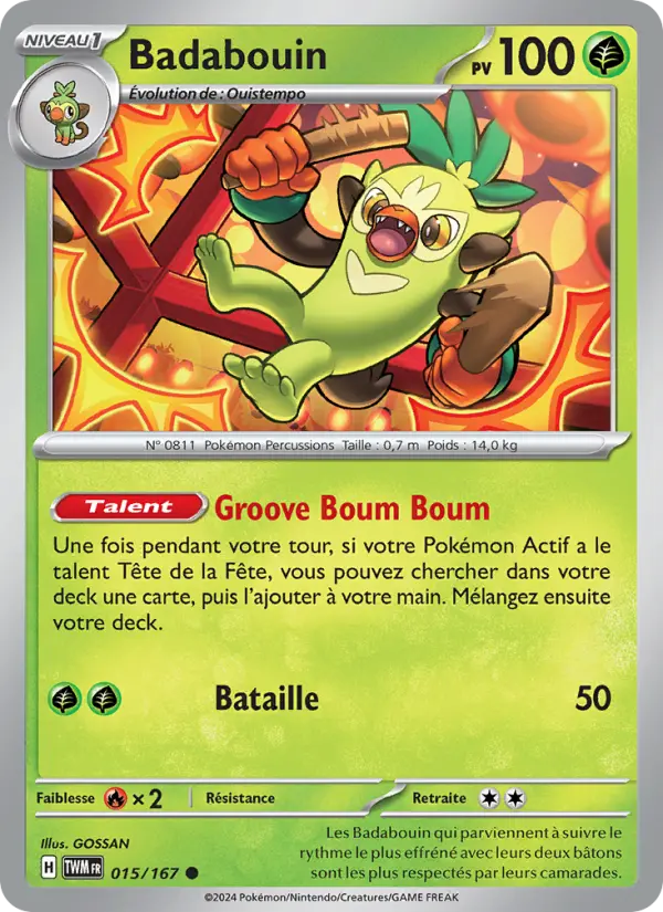 Carte Pokemon 015/167 Badabouin | LorenZone