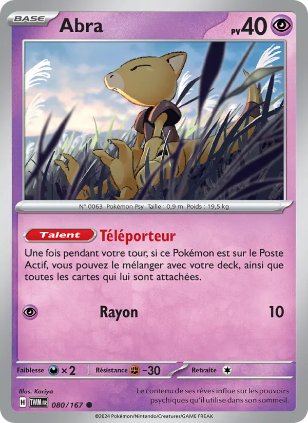 Carte Pokemon 080/167 Abra | LorenZone