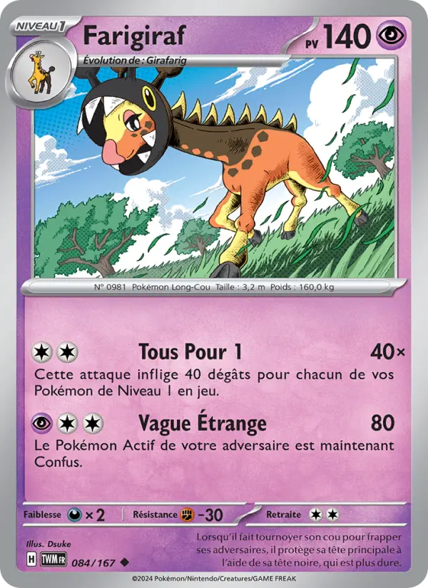 Carte Pokemon 084/167 Farigiraf | LorenZone
