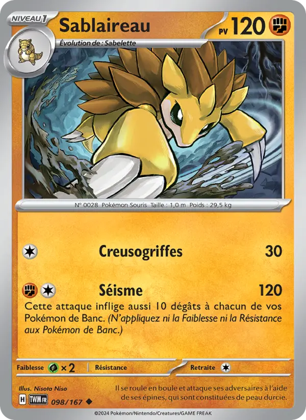 Carte Pokemon 098/167 Sablaireau | LorenZone