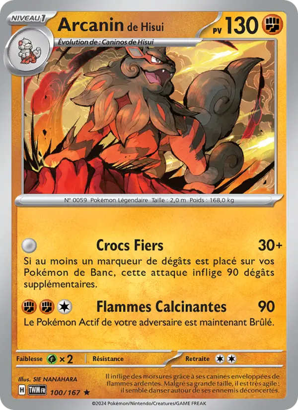Carte Pokemon 100/167 Arcanin de Hisui Holo | LorenZone