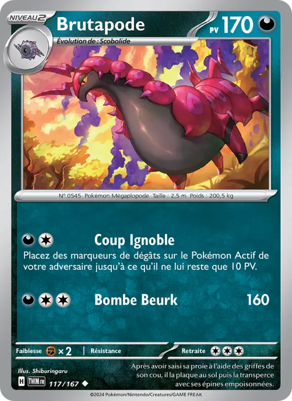 Carte Pokemon 117/167 Brutapode | LorenZone