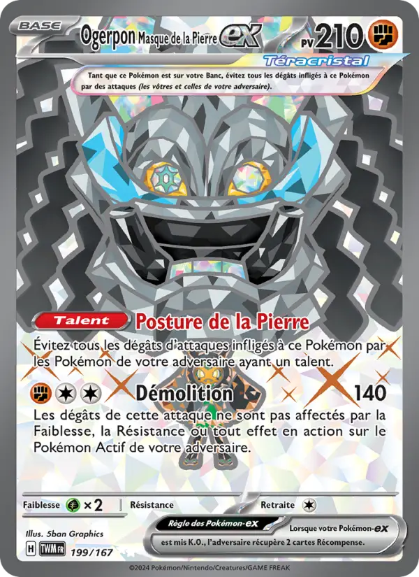 Carte Pokemon 199/167 Ogerpon Masque de la Pierre-ex | LorenZone