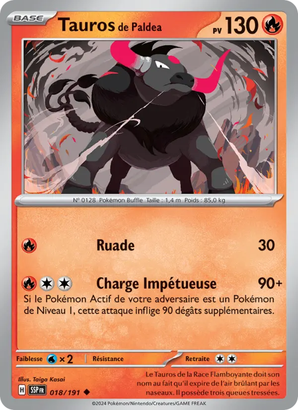 Carte Pokemon 018/191 Tauros de Paldea Reverse | LorenZone