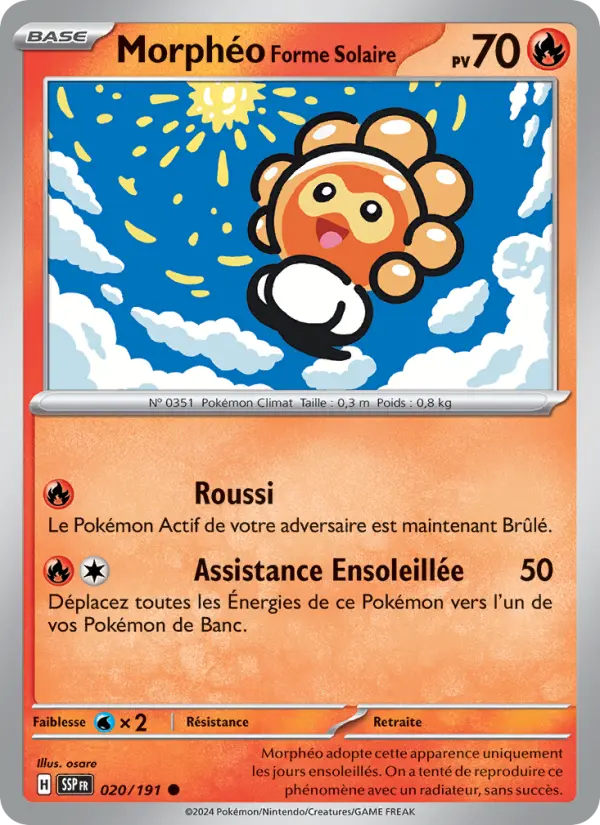 Carte Pokemon 020/191 Morphéo Forme Solaire Reverse | LorenZone
