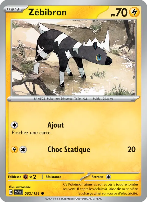 Carte Pokemon 062/191 Zébibron Reverse | LorenZone