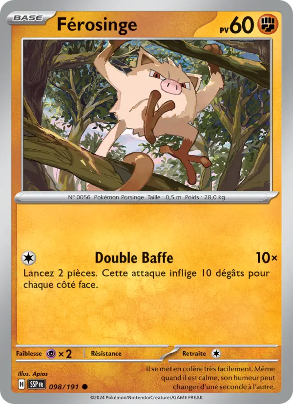 Carte Pokemon 098/191 Férosinge Reverse | LorenZone