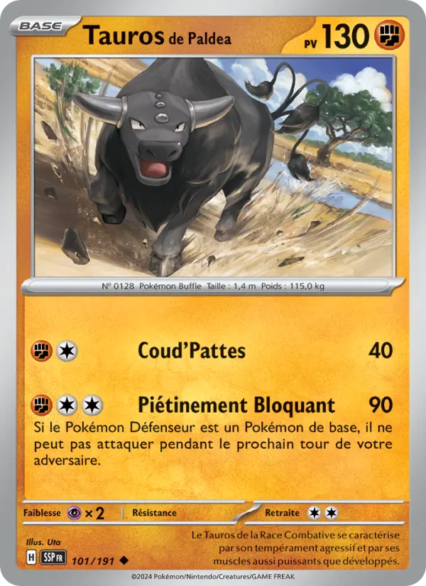 Carte Pokemon 101/191 Tauros de Paldea Reverse | LorenZone