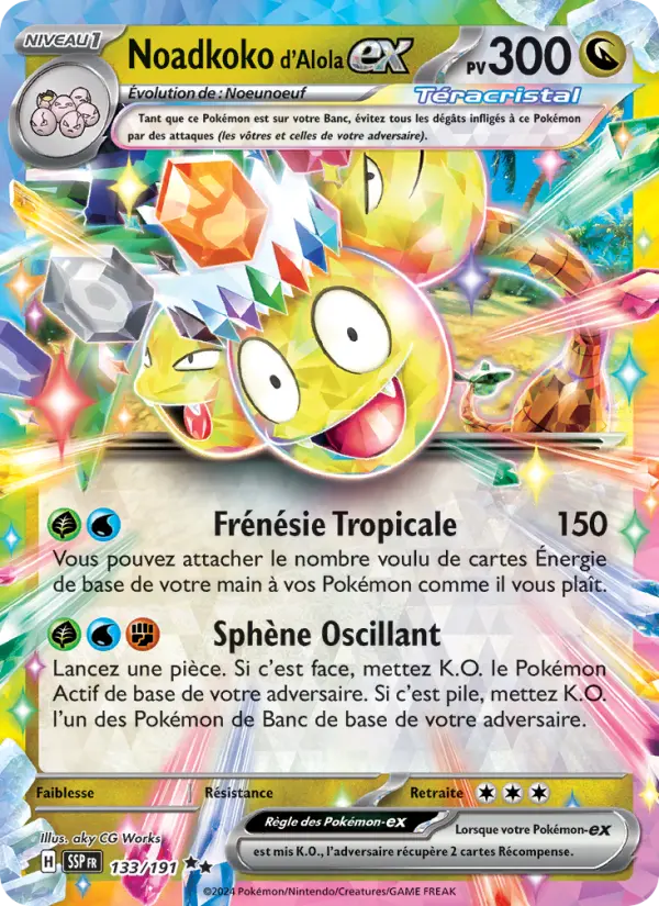 Carte Pokemon 133/191 Noadkoko d'Alola-ex Holo | LorenZone