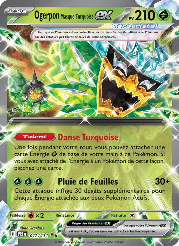 Carte Pokemon 012/131 Ogerpon Masque Turquoise-ex Holo | LorenZone