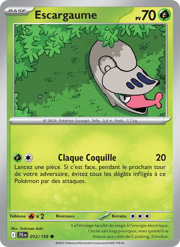 Carte Pokemon 012/159 Escargaume Reverse | LorenZone