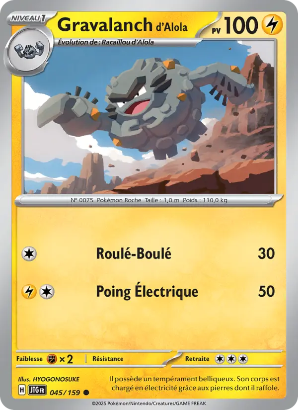 Carte Pokemon 045/159 Gravalanch d'Alola Reverse | LorenZone