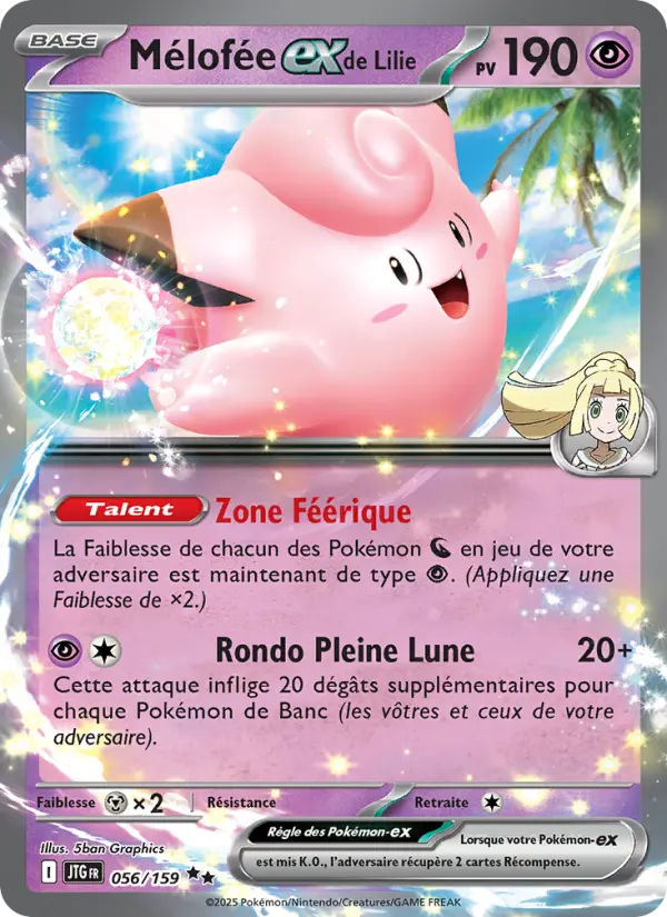 Carte Pokemon 056/159 Mélofée-ex de Lilie Holo | LorenZone