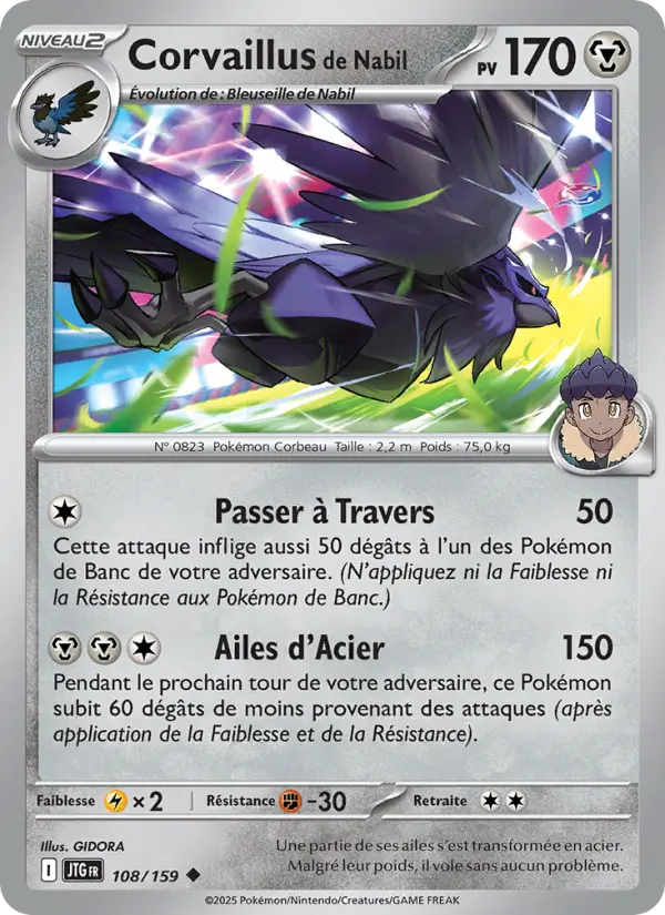 Carte Pokemon 108/159 Corvaillus de Nabil Reverse | LorenZone