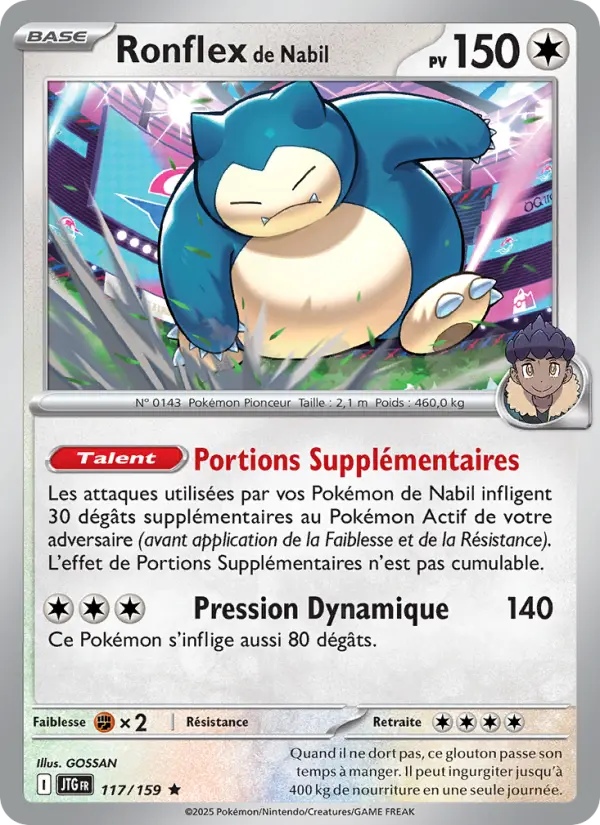 Carte Pokemon 117/159 Ronflex de Nabil Reverse | LorenZone