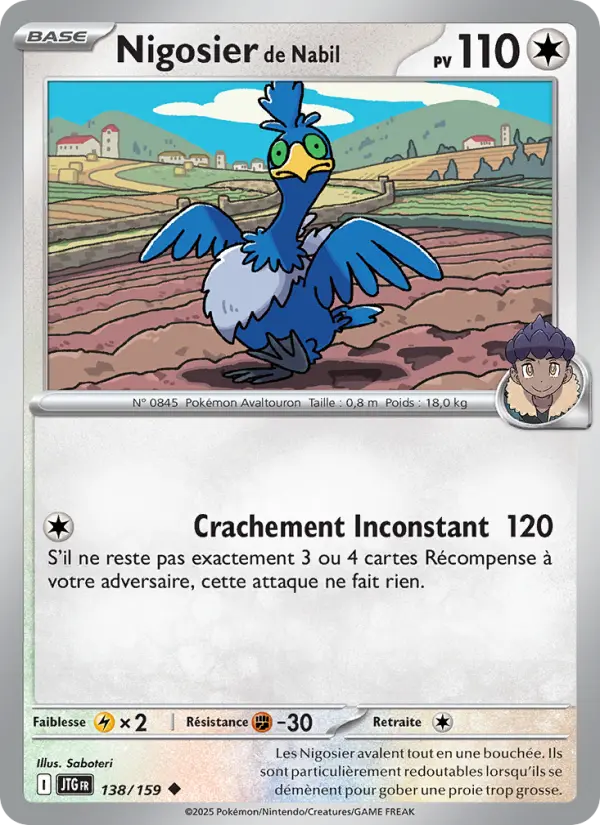Carte Pokemon 138/159 Nigosier de Nabil Reverse | LorenZone