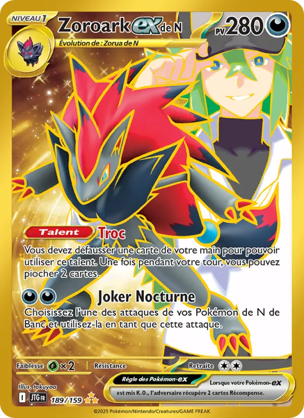 Carte Pokemon 189/159 Zoroark-ex de N Hyper Rare | LorenZone