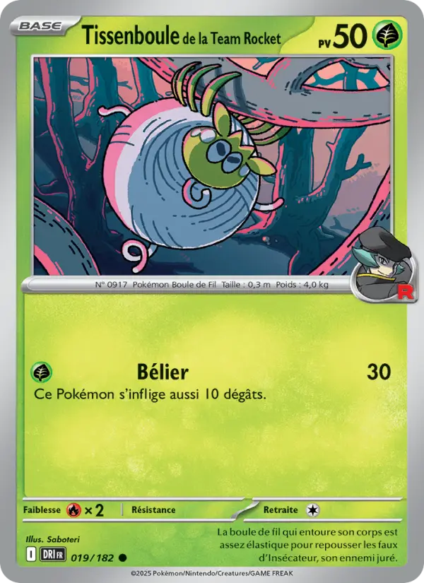 Carte Pokemon 019/182 Tissenboule de la Team Rocket Reverse | LorenZone