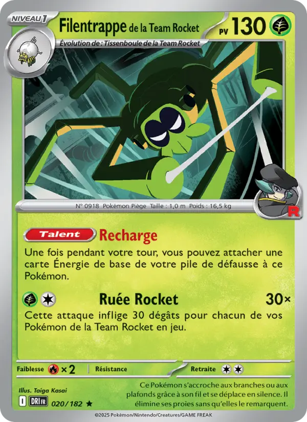 Carte Pokemon 020/182 Filentrappe de la Team Rocket Reverse | LorenZone