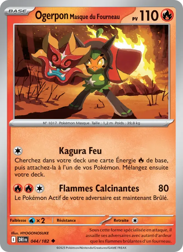 Carte Pokemon 044/182 Ogerpon Masque du Fourneau Reverse | LorenZone