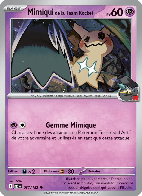 Carte Pokemon 087/182 Mimiqui de la Team Rocket Reverse | LorenZone