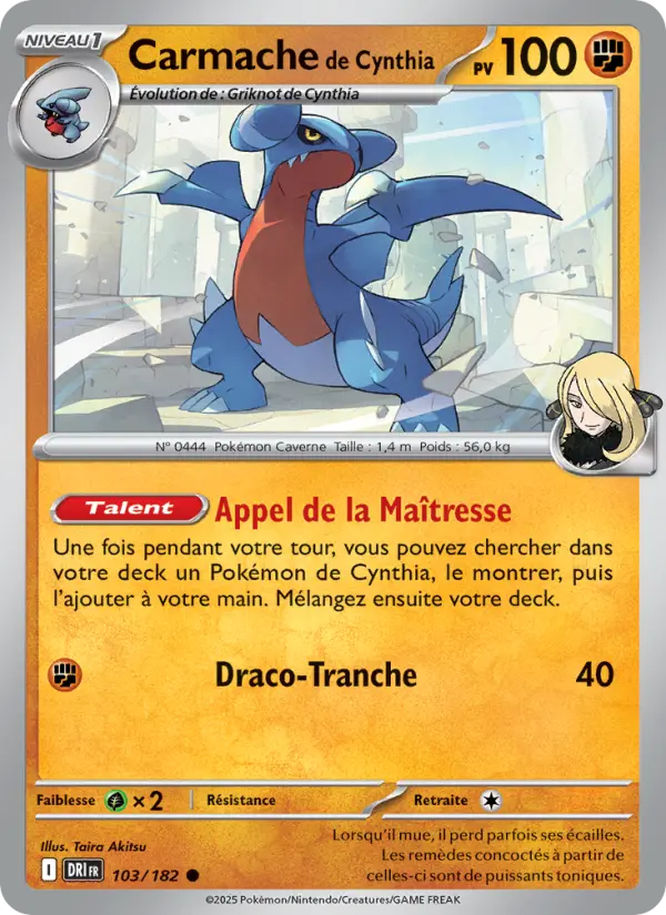 Carte Pokemon 103/182 Carmache de Cynthia Reverse | LorenZone