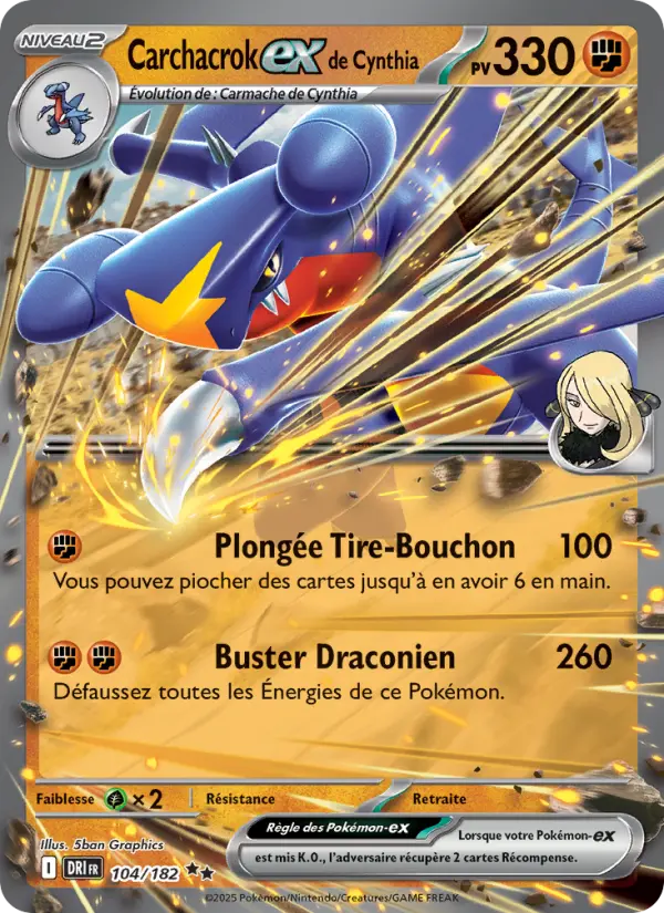 Carte Pokemon 104/182 Carchacrok-ex de Cynthia Holo | LorenZone