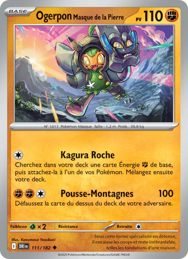 Carte Pokemon 111/182 Ogerpon Masque de la Pierre Reverse | LorenZone