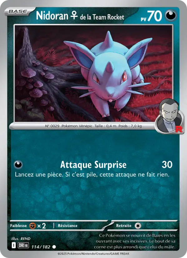 Carte Pokemon 114/182 Nidoran♀ de la Team Rocket Reverse | LorenZone